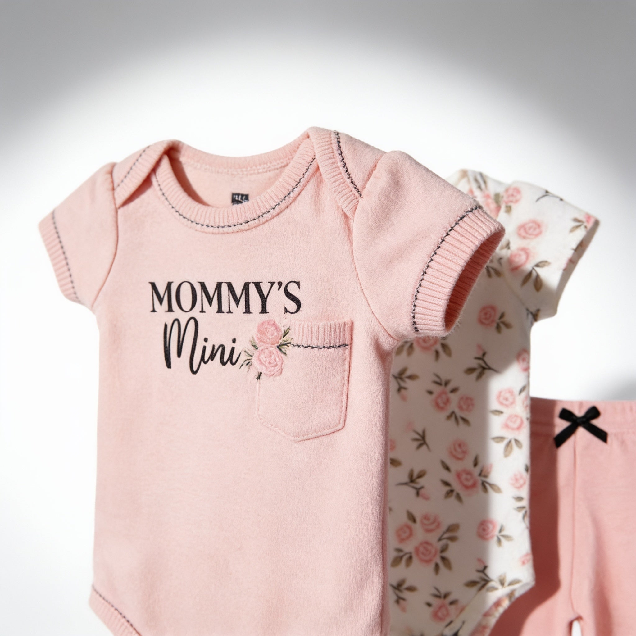 Ensemble 3 pieces body et pantalon - detail de la matiere - Candy Bebe