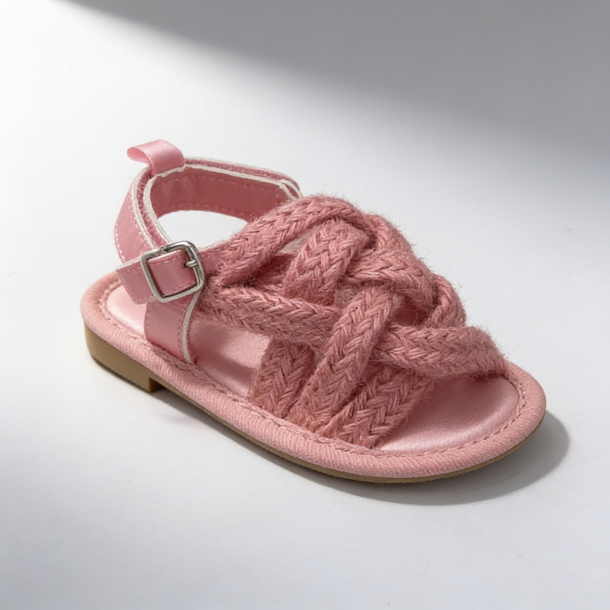 Sandales tressees bebe - rose - vue produit - Candy Bebe
