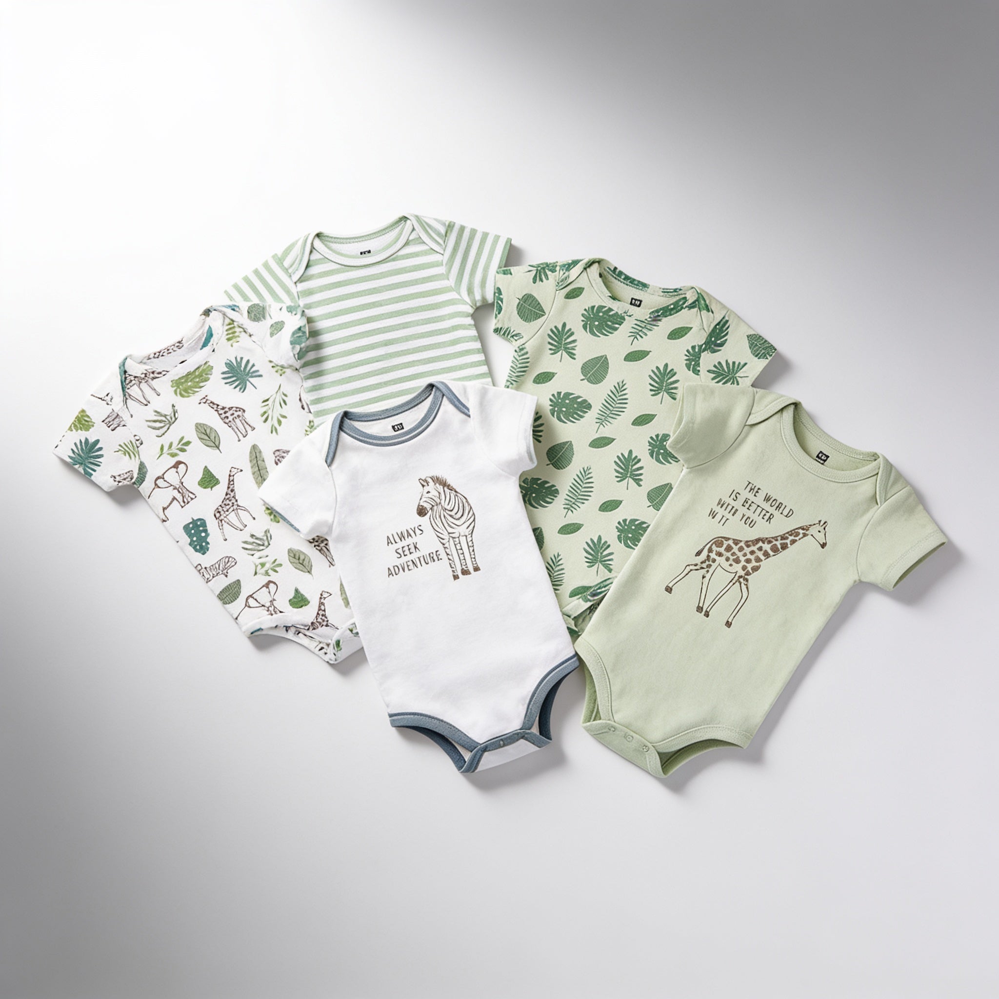 Lot de 5 bodys manches courtes - vue produit - Candy Bebe