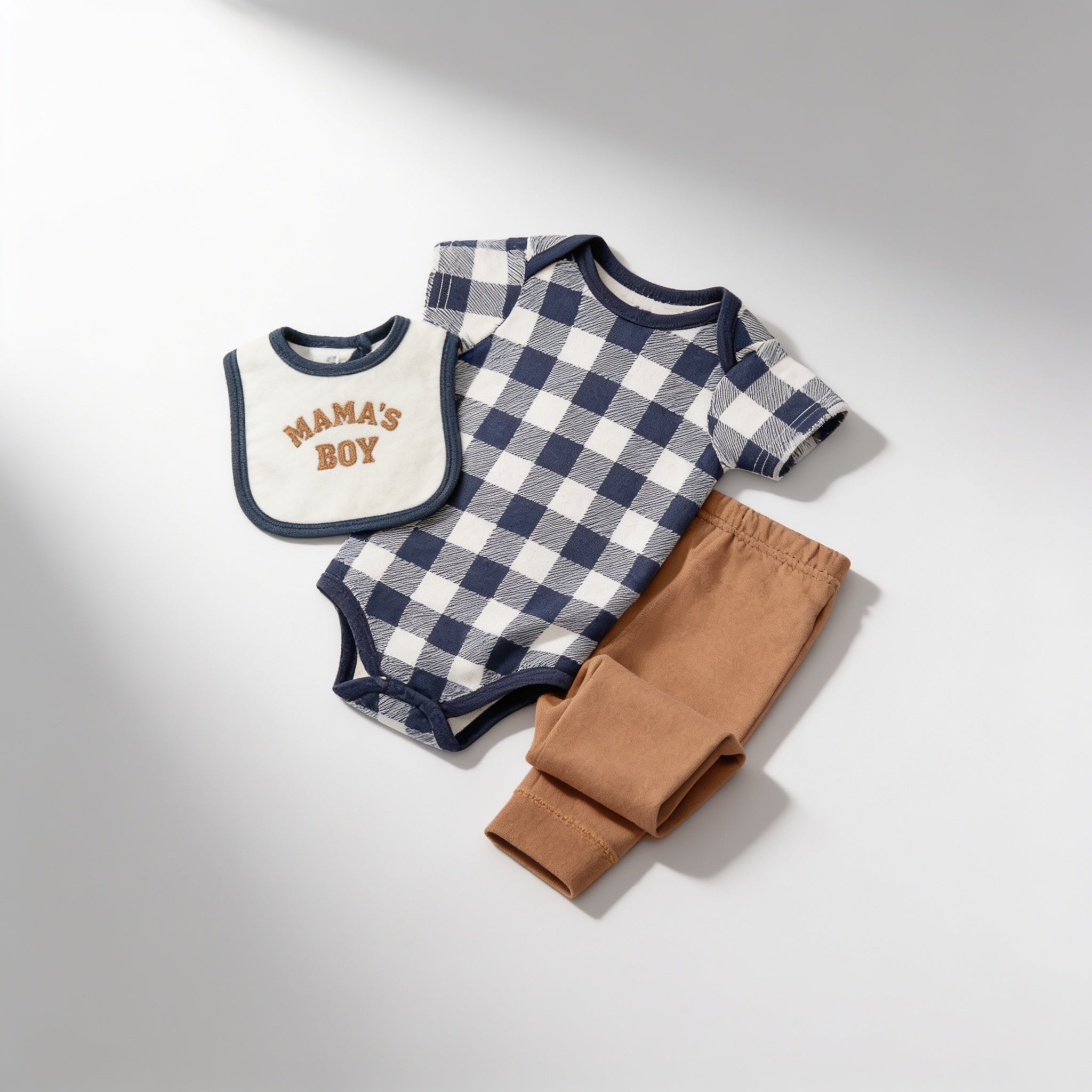 Ensemble 3 pieces body pantalon et bavoir - vue produit - Candy Bebe