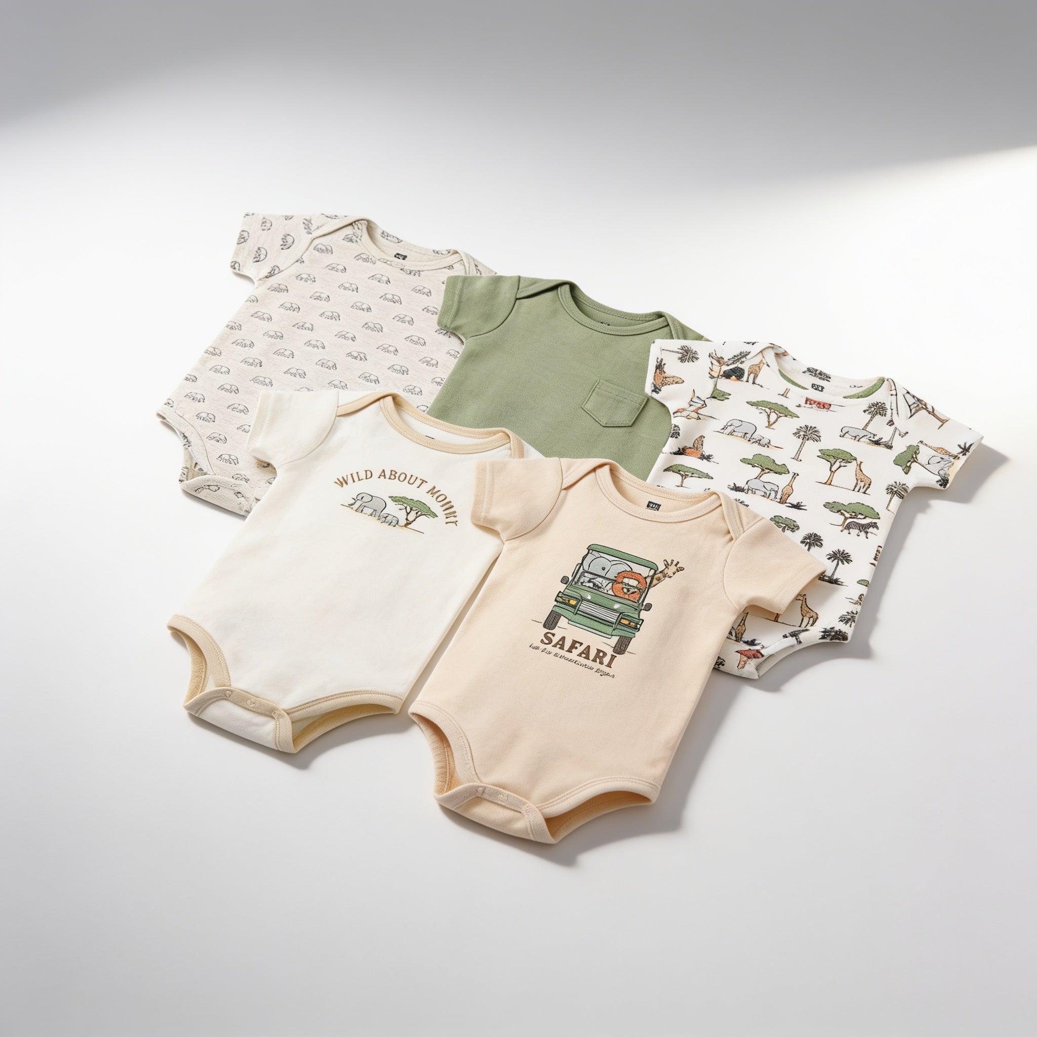 Lot de 5 bodys manches courtes - vue produit - Candy Bebe