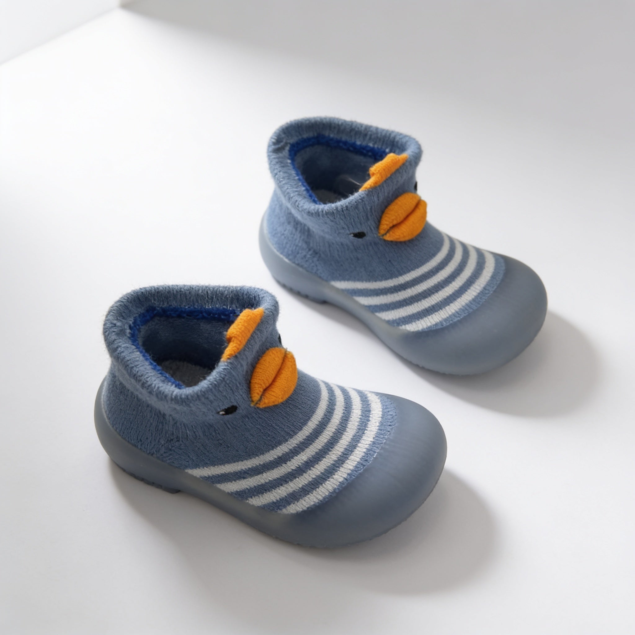 Chaussons chaussettes caneton - bleu - vue produit - Candy Bebe