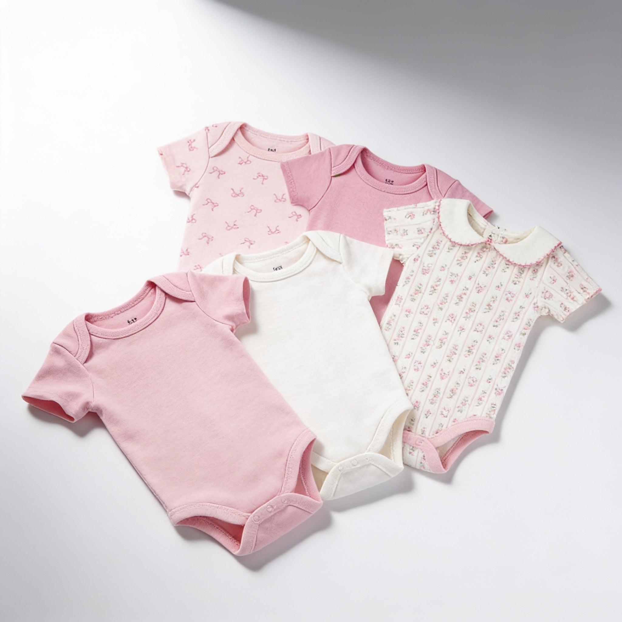 Lot de 5 bodys manches courtes - vue produit - Candy Bebe