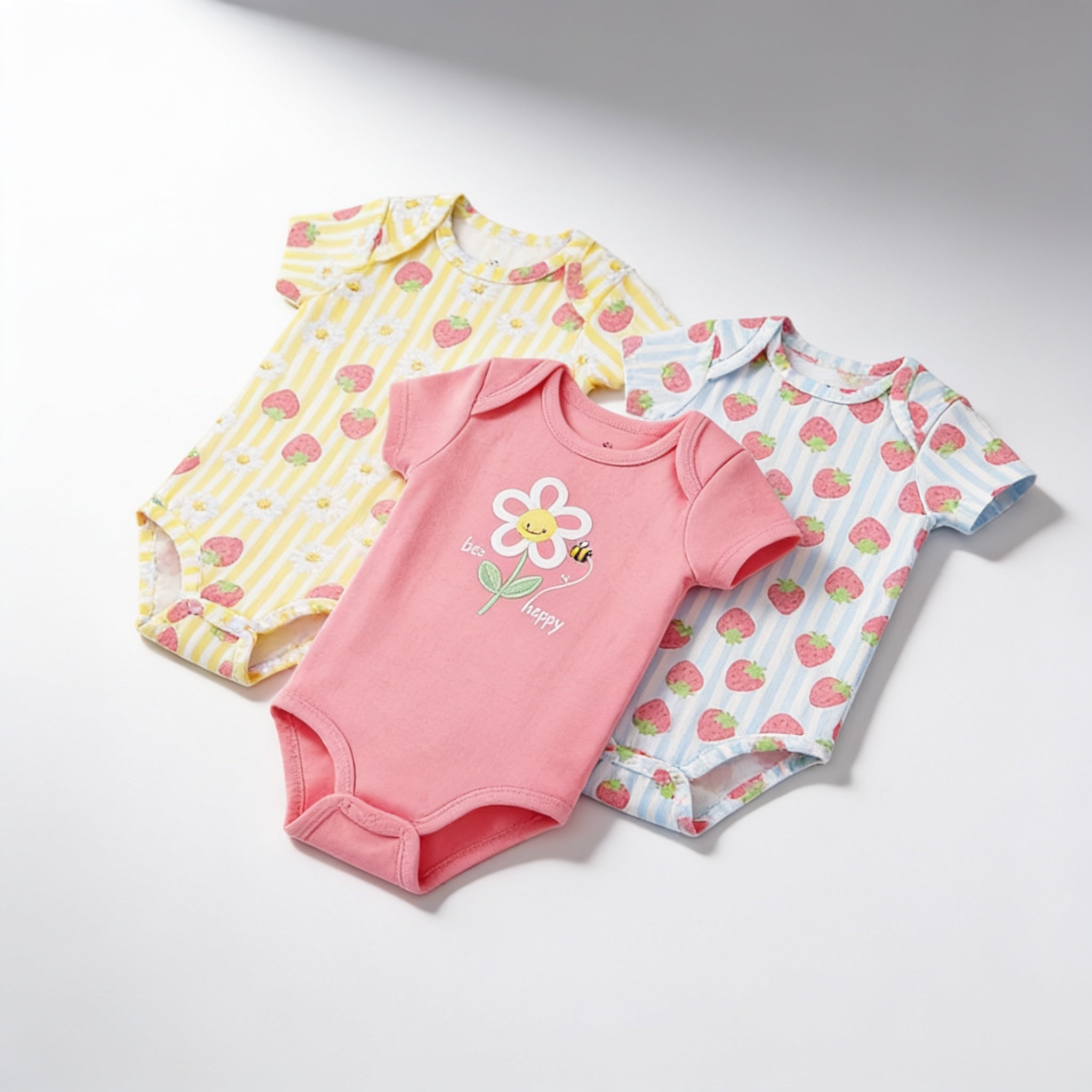 Lot de 3 bodys manches courtes - vue produit - Candy Bebe