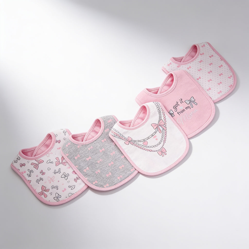 Lot de 5 bavoirs coton - vue produit - Candy Bebe