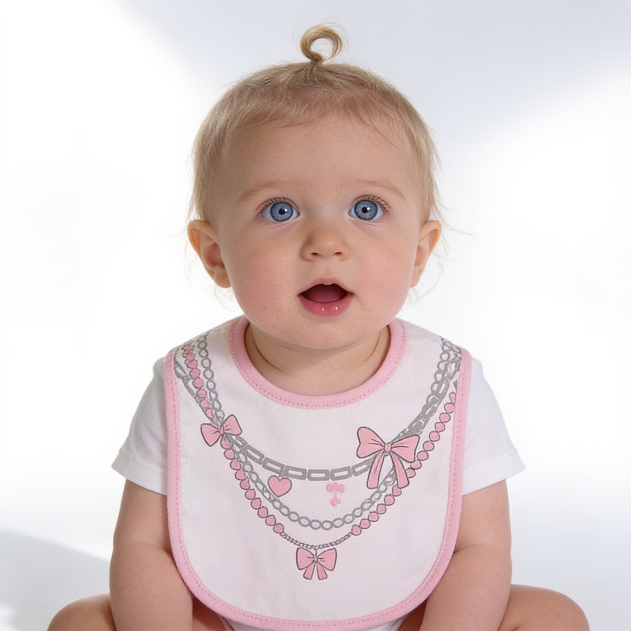 Lot de 5 bavoirs coton - porte par un enfant - Candy Bebe