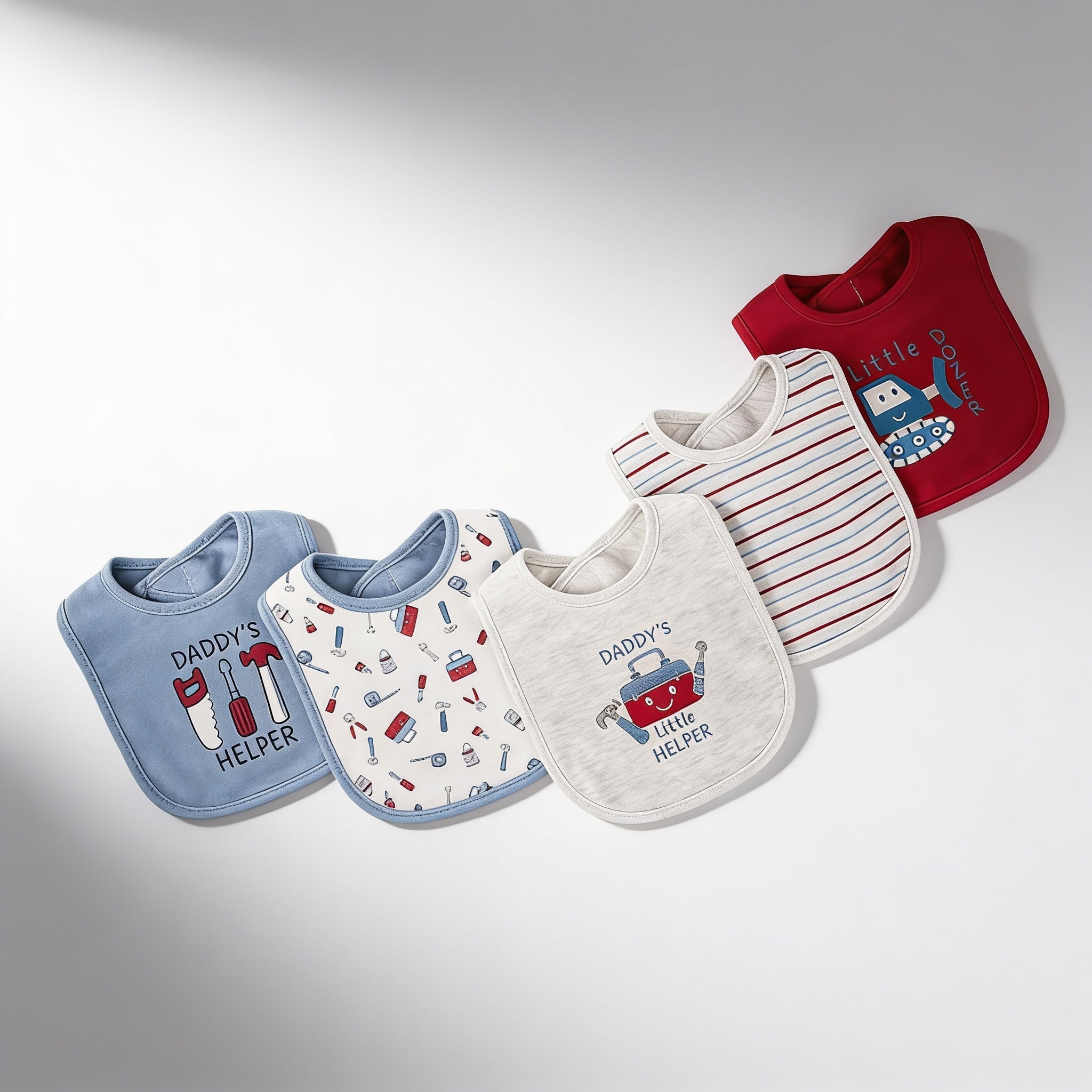 Lot de 5 bavoirs coton - vue produit - Candy Bebe