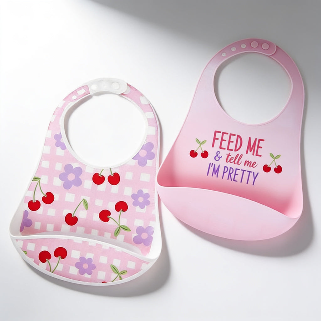 Lot de 2 bavoirs silicone - vue produit - Candy Bebe