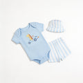 Ensemble 3 pieces body short et chapeau - vue produit - Candy Bebe