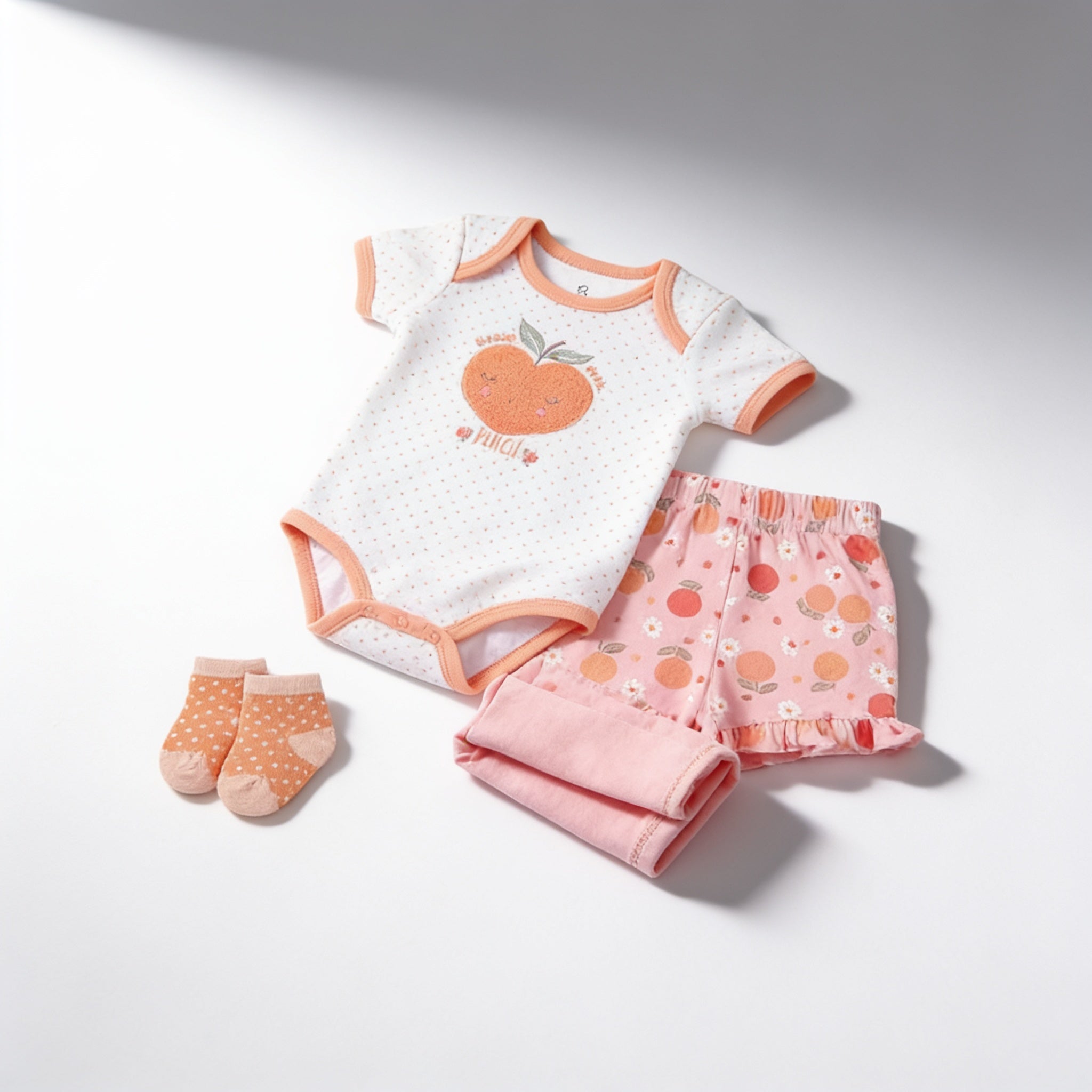 Ensemble 3 pieces body short et chaussettes - vue produit - Candy Bebe