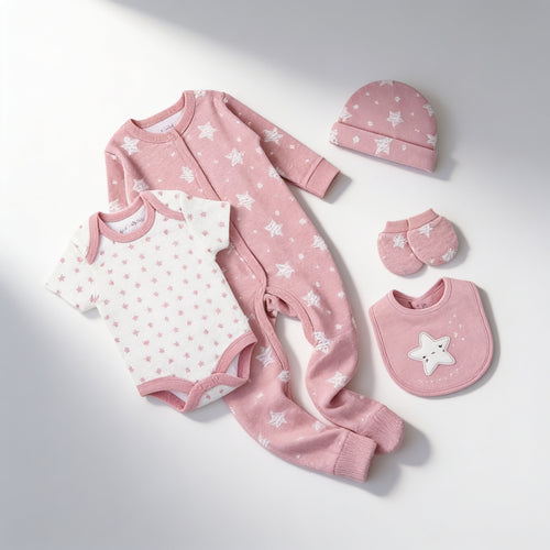 Coffret 5 pieces sur cintre - vue produit - Candy Bebe