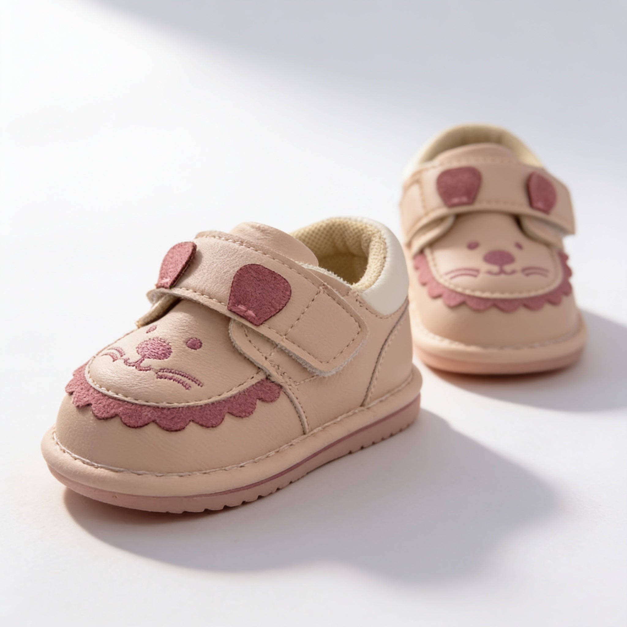 Chaussures a sifflet lionceau - rose - vue de profil - Candy Bebe