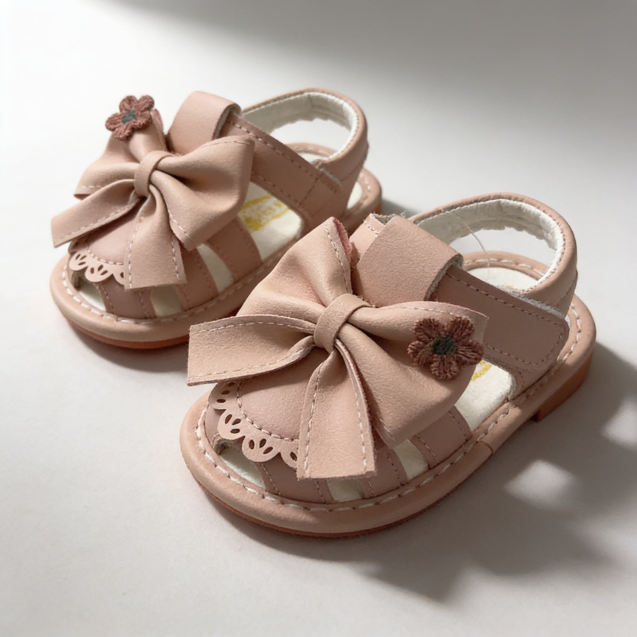 Sandales a noeud bebe - rose - vue produit - Candy Bebe