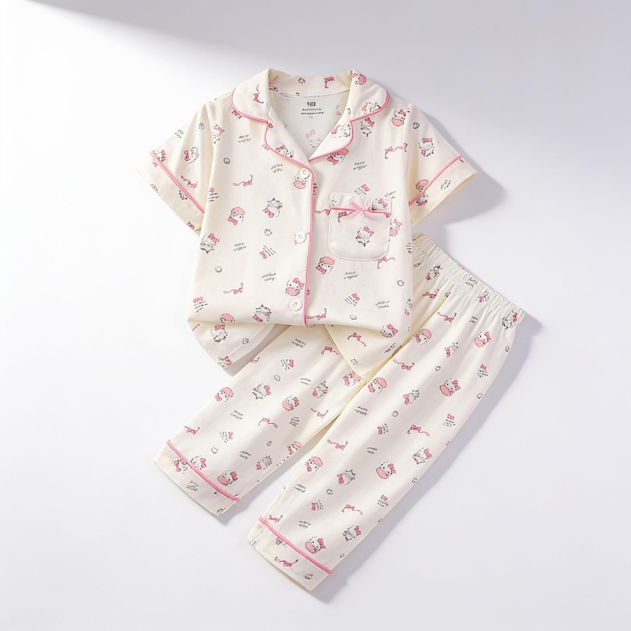 Pyjama enfant - creme chat rose - vue produit - Candy Bebe