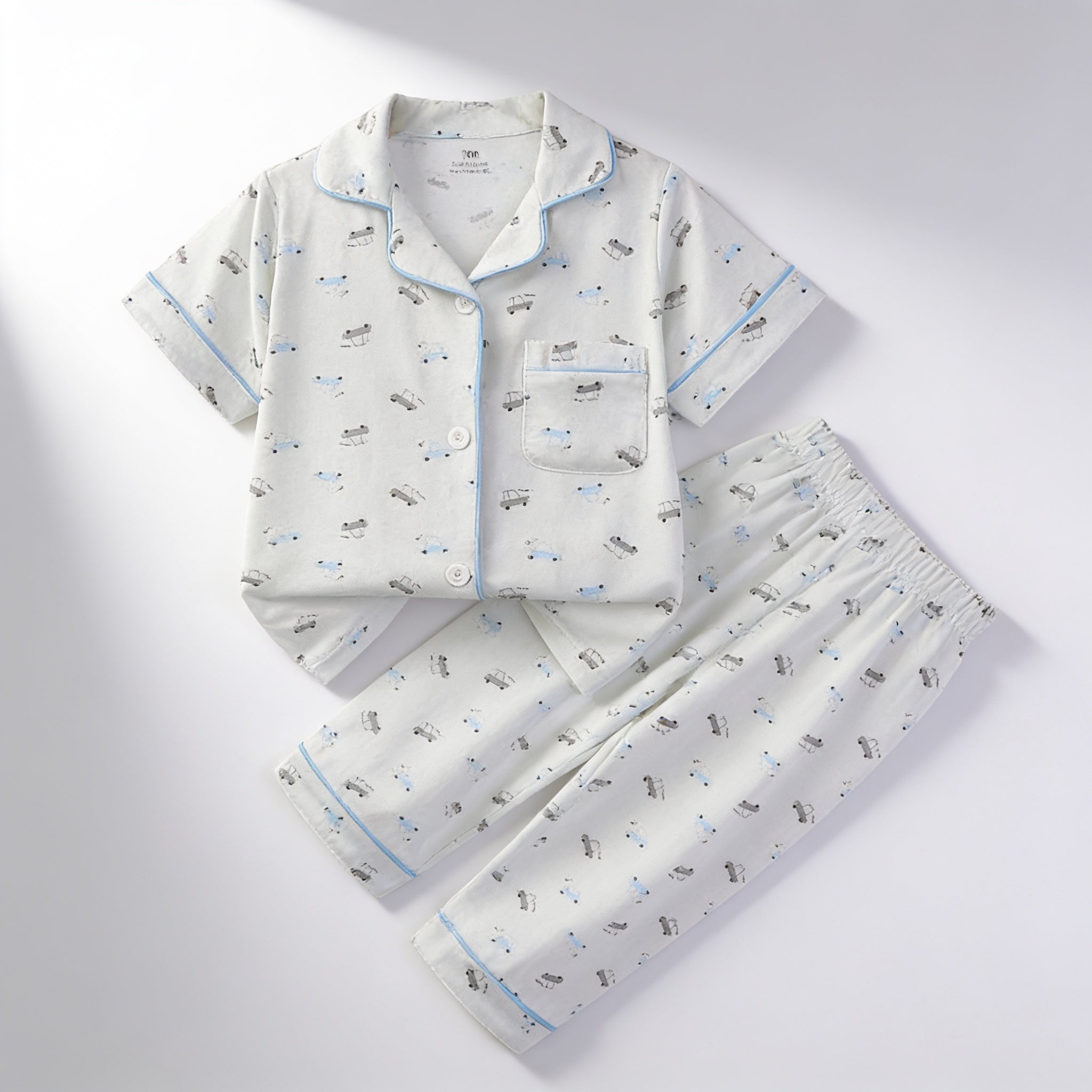 Pyjama enfant - blanc voitures - vue produit - Candy Bebe