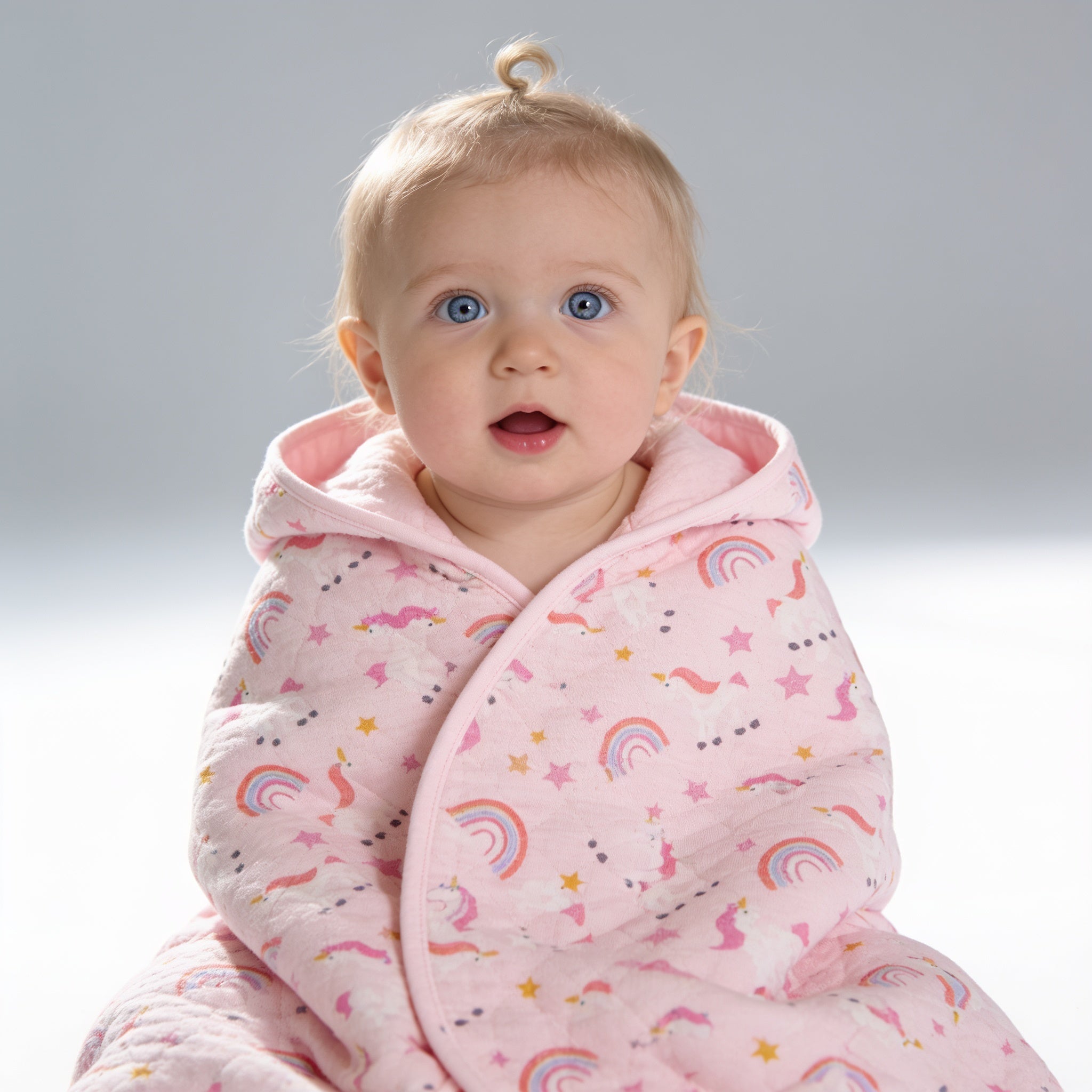 Couverture matelassee a capuche - porte par un enfant - Candy Bebe
