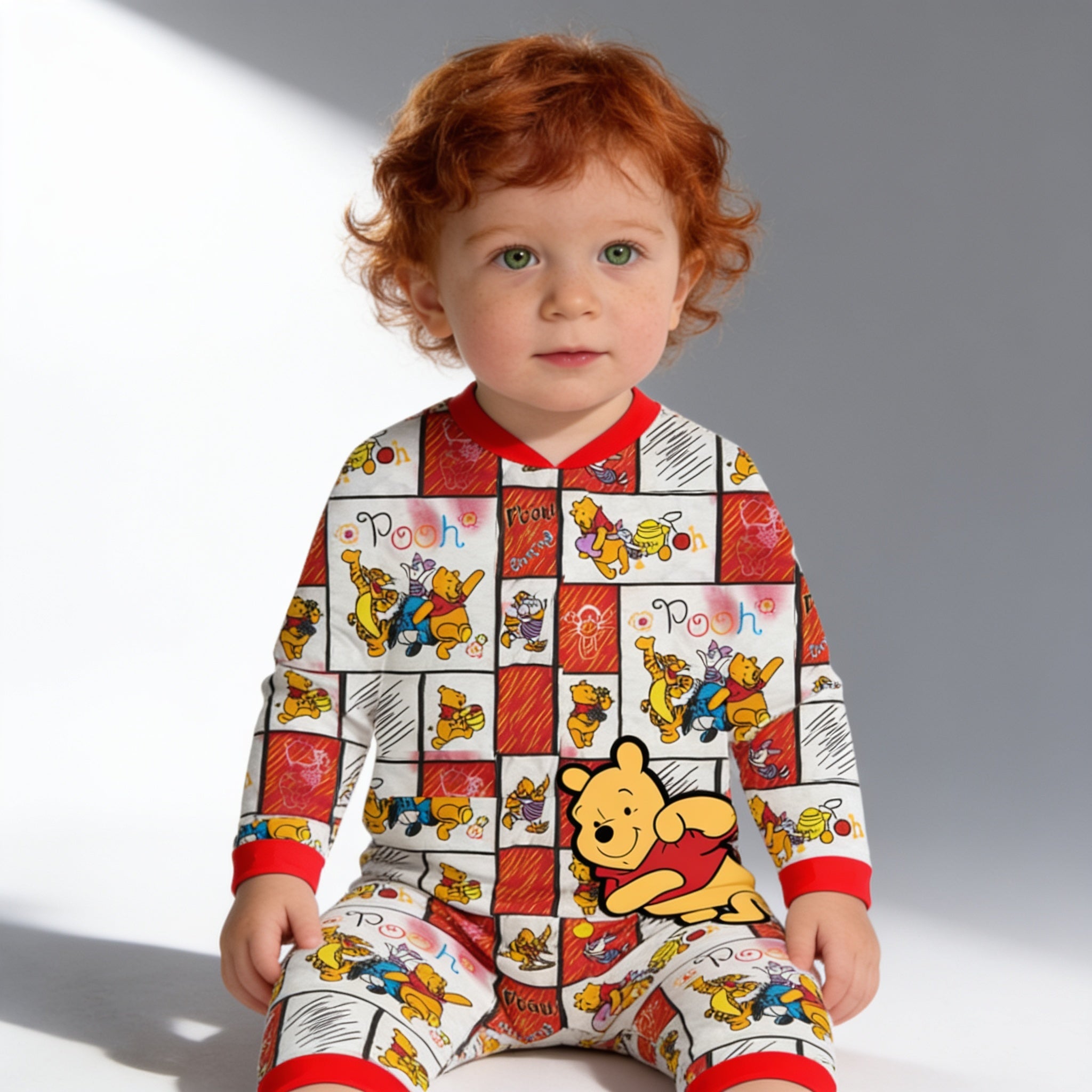 Pyjama combinaison bebe - ourson miel - porte par un enfant - Candy Bebe