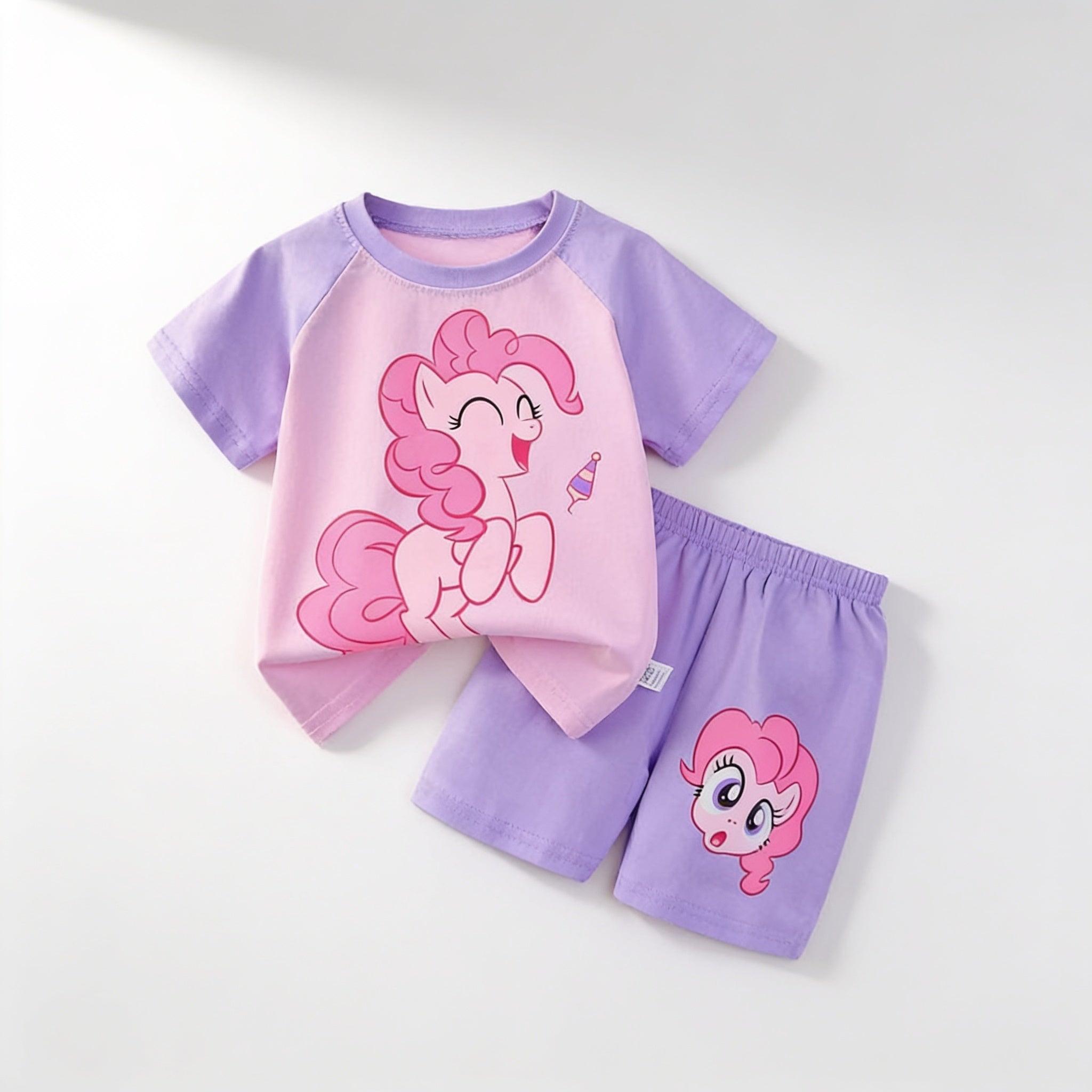 Ensemble pyjama court - rose poney - vue produit - Candy Bebe