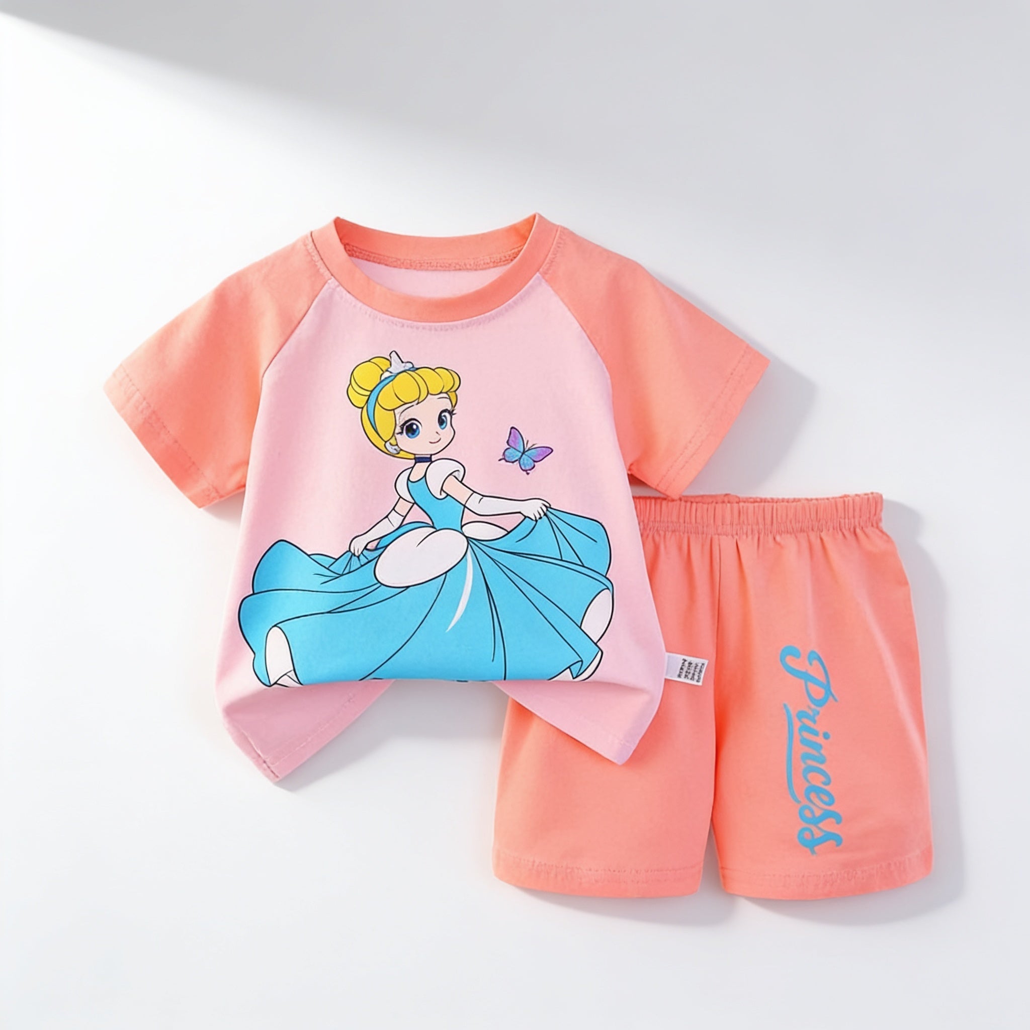 Ensemble pyjama court - corail - vue produit - Candy Bebe
