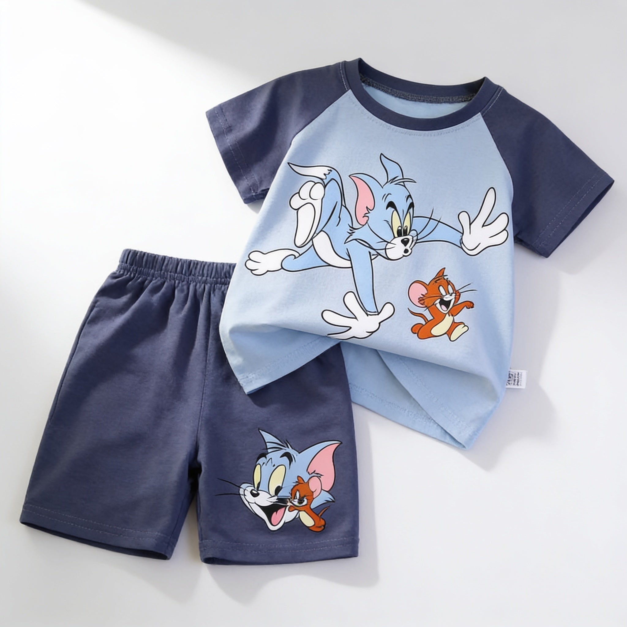 Ensemble pyjama court - bleu - vue produit - Candy Bebe