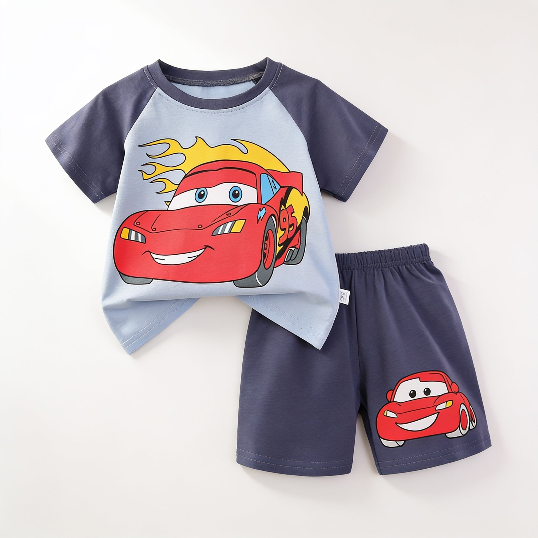 Ensemble pyjama court - marine voitures - vue produit - Candy Bebe
