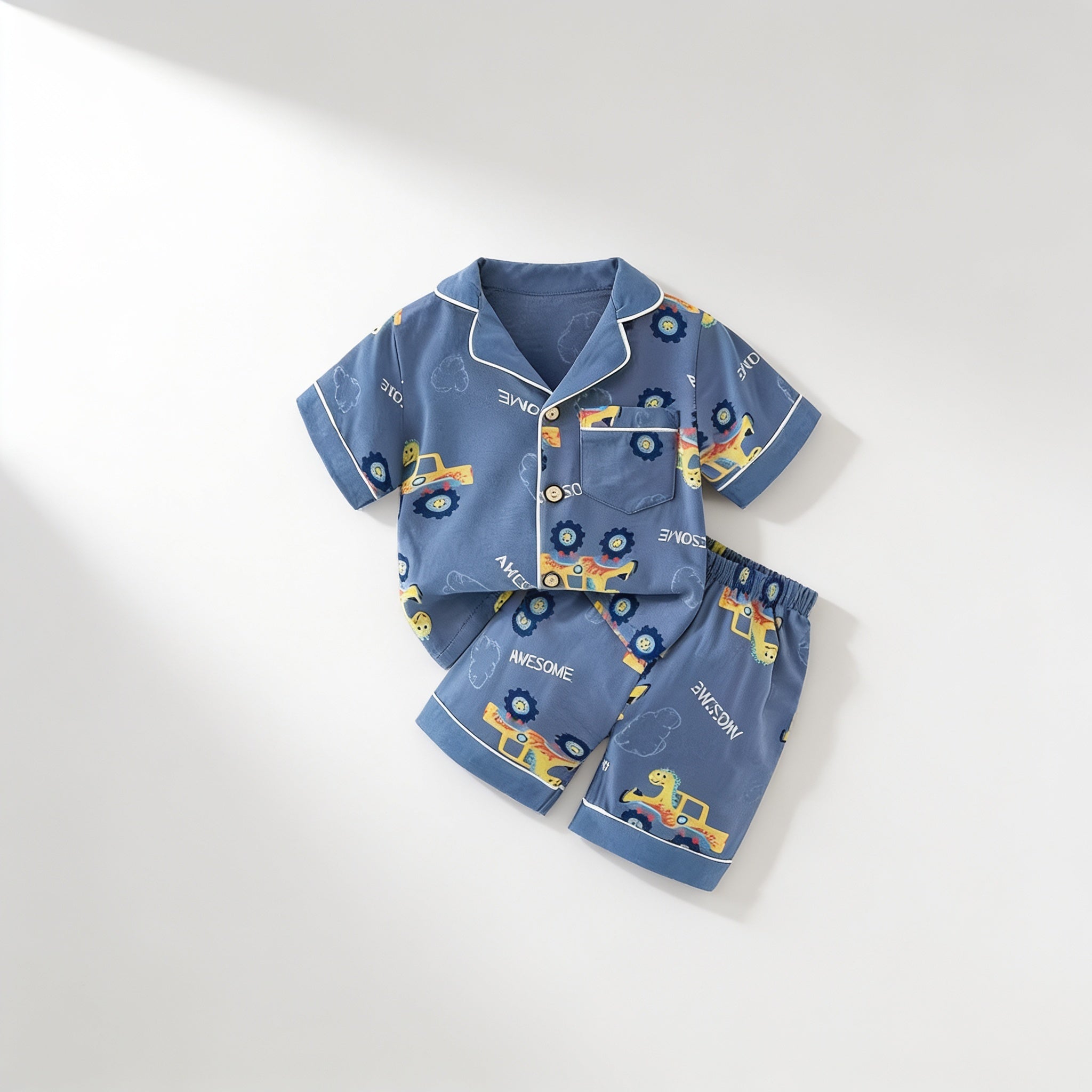 Pyjama boutonne court - marine dinosaures - vue produit - Candy Bebe