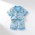Pyjama boutonne court - bleu ciel - vue produit - Candy Bebe