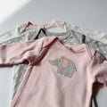 Lot de 3 combinaisons - elephant rose - vue produit - Candy Bebe