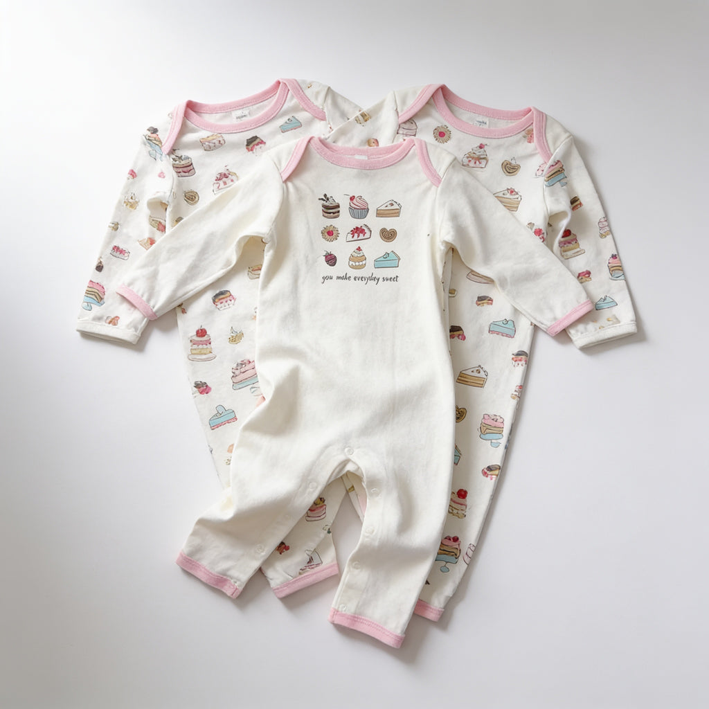 Lot de 3 combinaisons - douceurs - vue produit - Candy Bebe