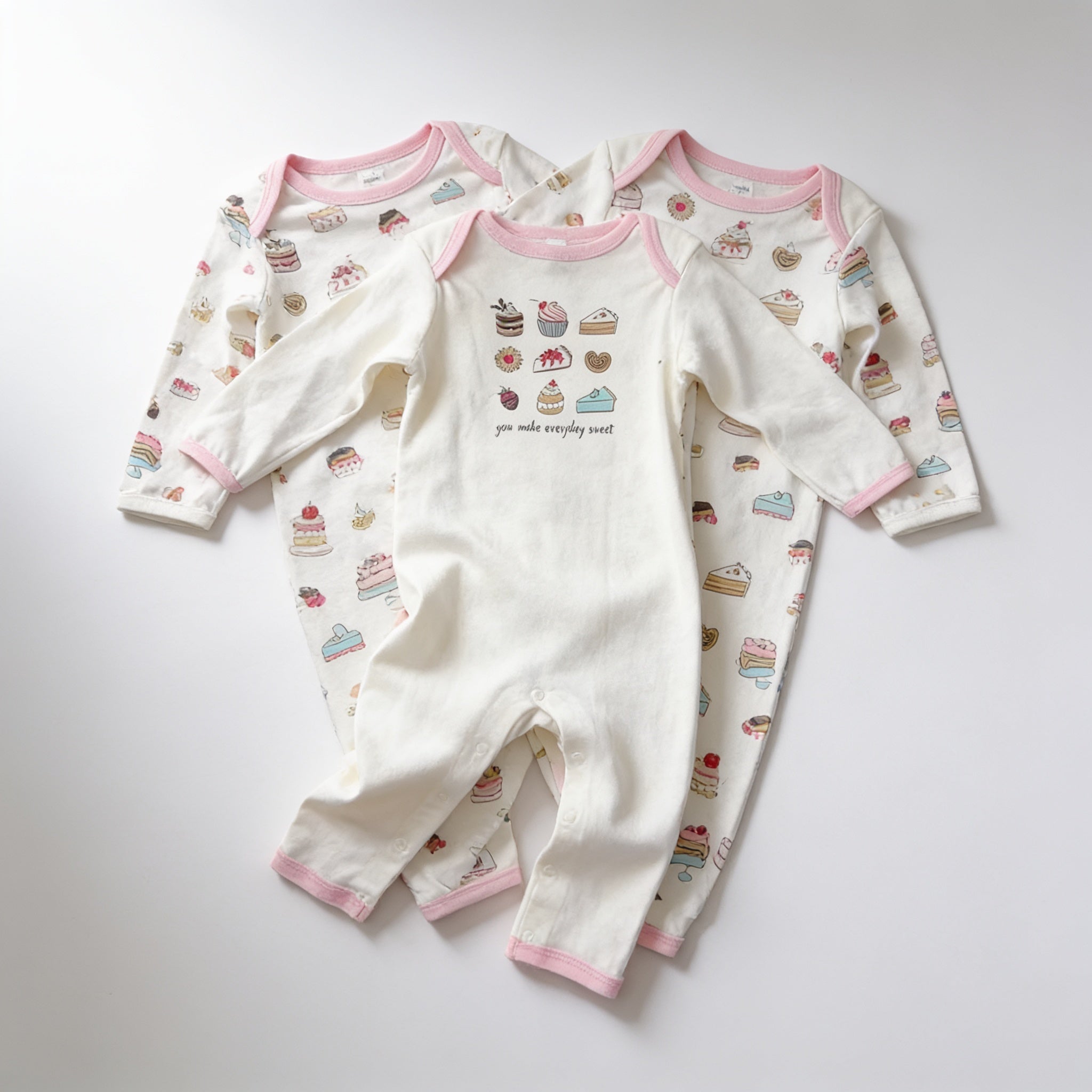 Lot de 3 combinaisons - douceurs - vue produit - Candy Bebe