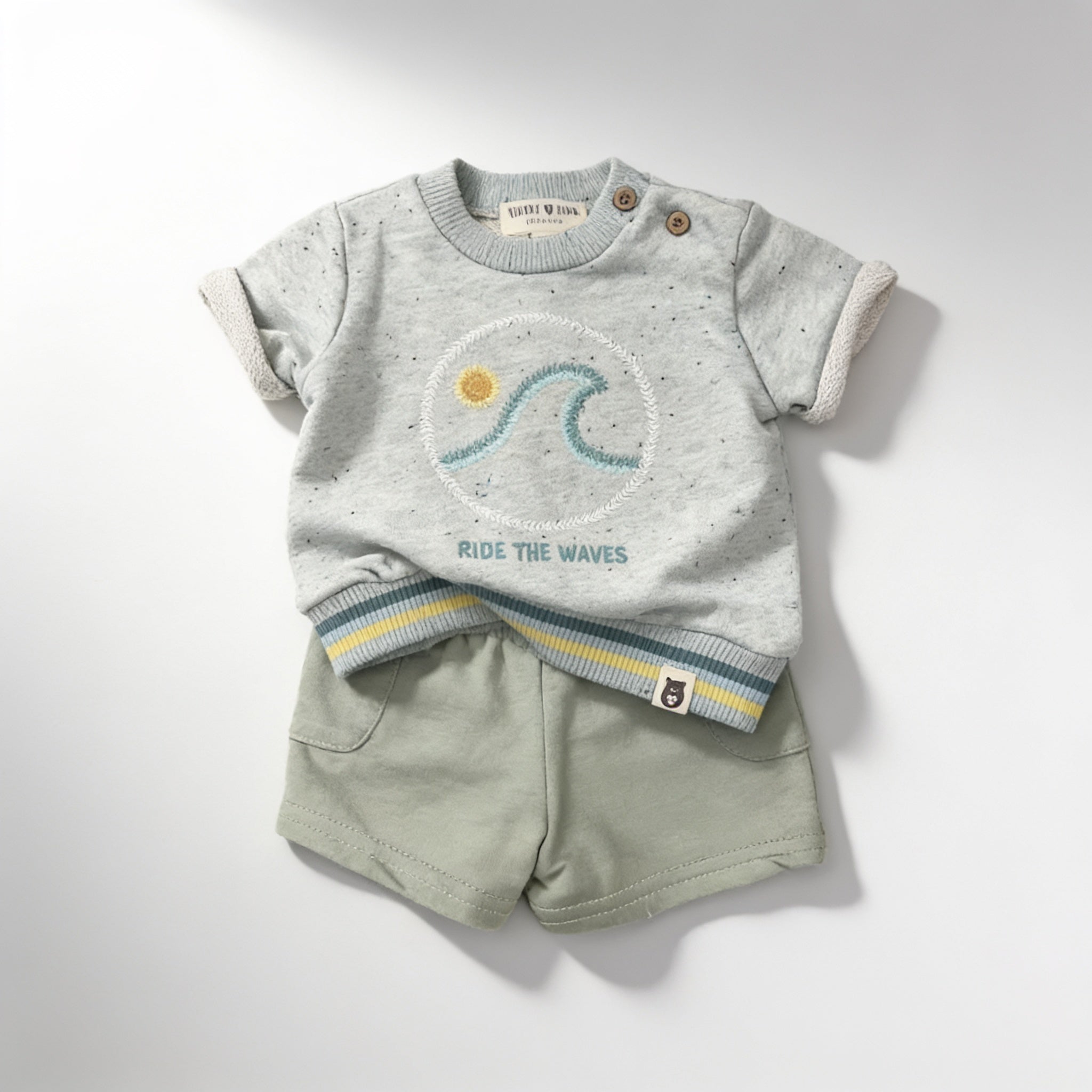 Ensemble sweat Ride the Waves - menthe - vue produit - Candy Bebe