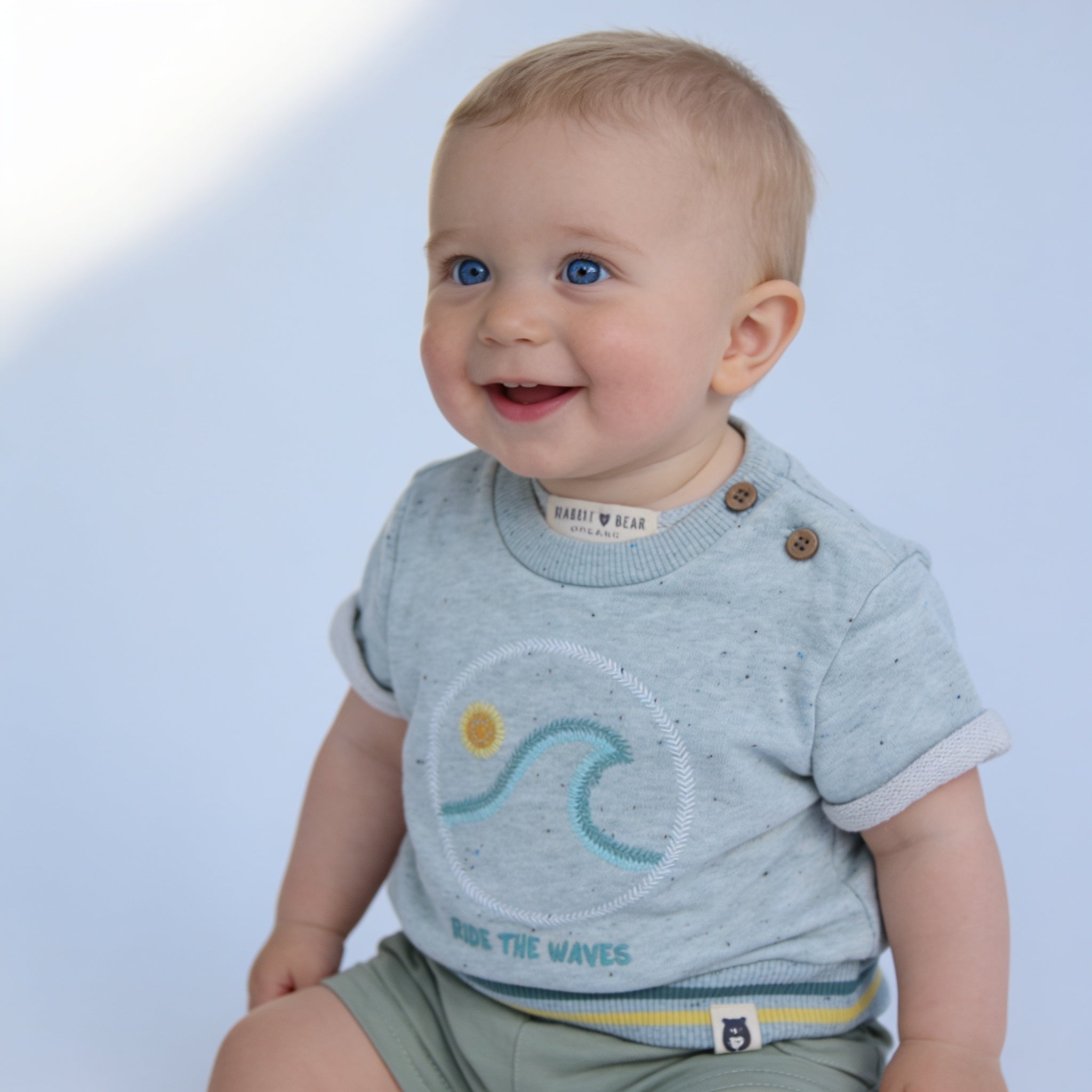 Ensemble sweat Ride the Waves - menthe - porte par un enfant - Candy Bebe