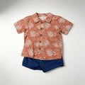 Ensemble chemise palmiers et short - terracotta - vue produit - Candy Bebe