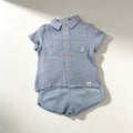 Ensemble chemise ancre et short - bleu - vue produit - Candy Bebe